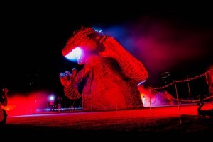 Estatua de la promoción de la película de Godzilla